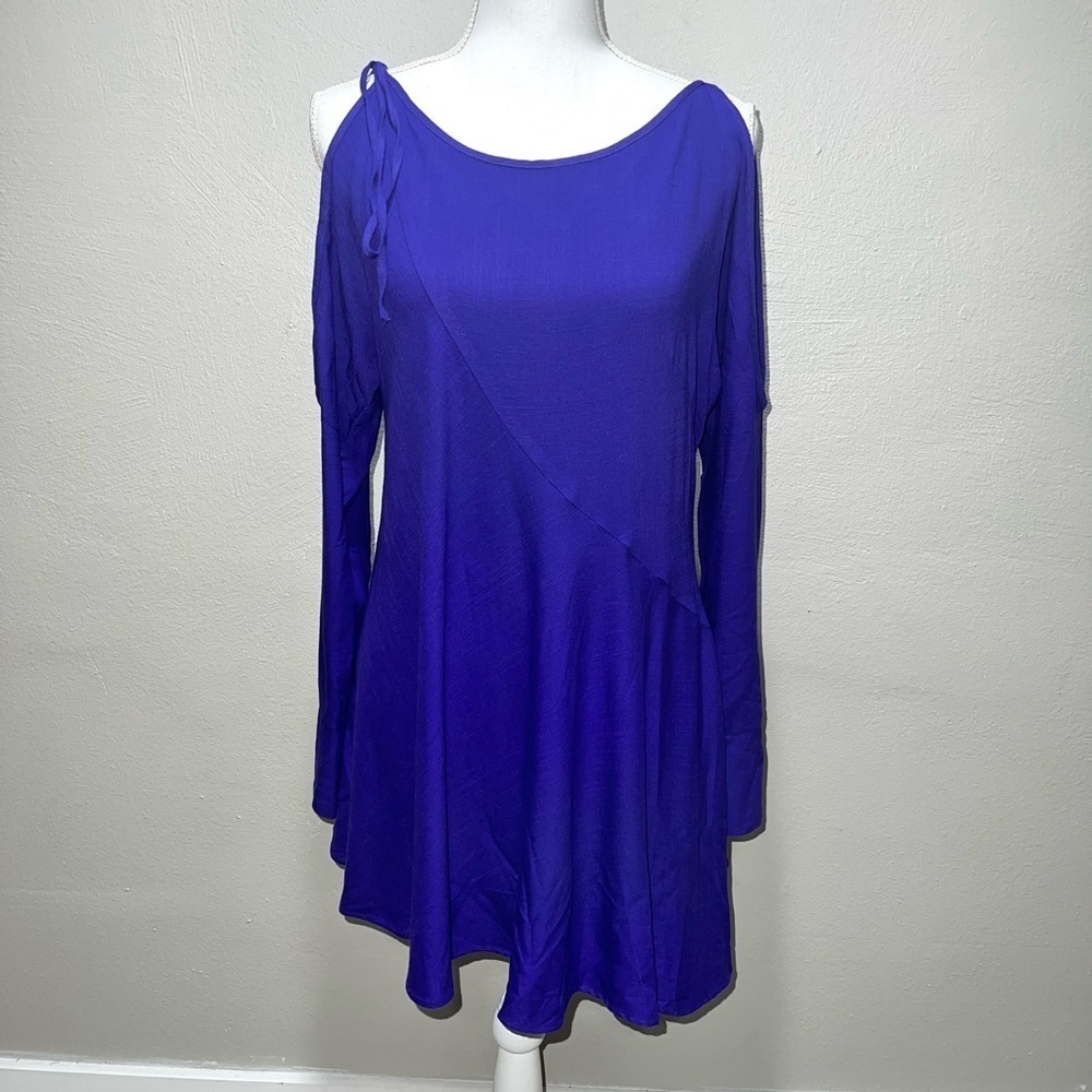 Free People Purple Clear Skies Cold Shoulder Asymmetric Dress